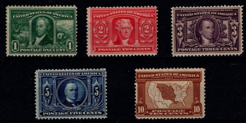 1904 US Scott #- 323-327 Louisiana Purchase Issue Set/5 Unused