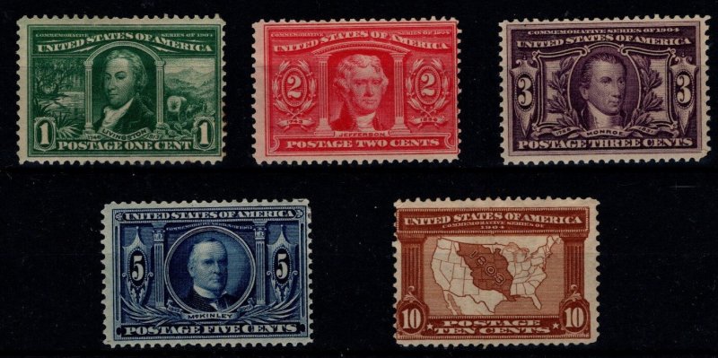 1904 Louisiana Purchase (Scott's 323-27) Postage Stamp Set of 5, Used