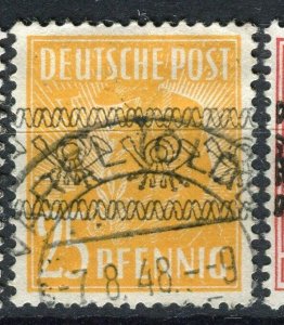 GERMANY; ALLIED OCC. British & US Zone Currency Reform Optd. fine used 25pf.
