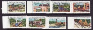 Grenada Grenadines-Sc#619-26-unused NH set-Trains-Locomotives-1984-