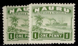 NAURU GV SG27A + 27B, 1d PAPER VARIETIES, M MINT.