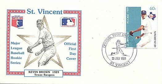 ST. VINCENT 1989 BASEBALL KEVIN BROWN TEXAS FDC