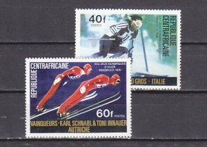 Central Africa, Scott cat. 255-256 only. Skiing Values from issue. ^