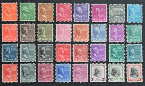 US # 803-834 MNG Mint No Gum 1938 U.S. Presidential Series (32 Stamps)