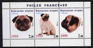 KURIL ISLANDS 1999 SHEET MNH PHILEX PUG DOGS CHIENS PERROS HUNDEN CANI CAES