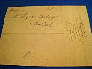 POSTMASTER HANDWRITTEN ENVELOPE 1819 WITH FOLDED CONTENTS   (gg)