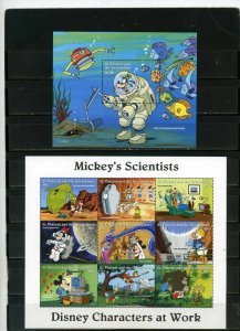 ST.VINCENT 1996 DISNEY MICKEY'S SCIENTISTS SHEET OF 9 STAMPS & S/S MNH