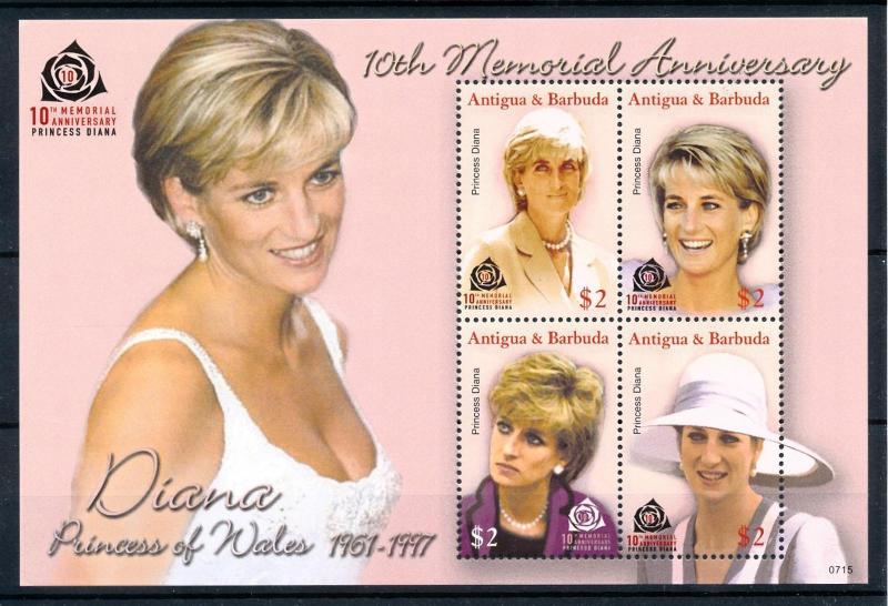 [91846] Antigua & Barbuda 2007 Royalty Princess Diana Sheet MNH