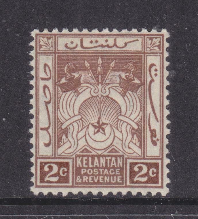 KELANTAN, 1922 Arms, Script CA. 2c. Brown, lhm.