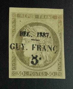 MOMEN: FRENCH GUIANA SC #8 IMPERF 1887 UNUSED LOT #62700