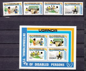 Z3891 3 dif 1981-3 uganda s/s + sets mnh #323-6a, 332-6, 381-5, 3 scans