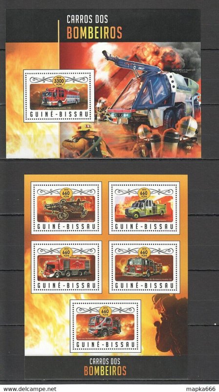 2016 Guinea-Bissau Transport Cars Fire Trucks 1Kb+1Bl ** Stamps St827