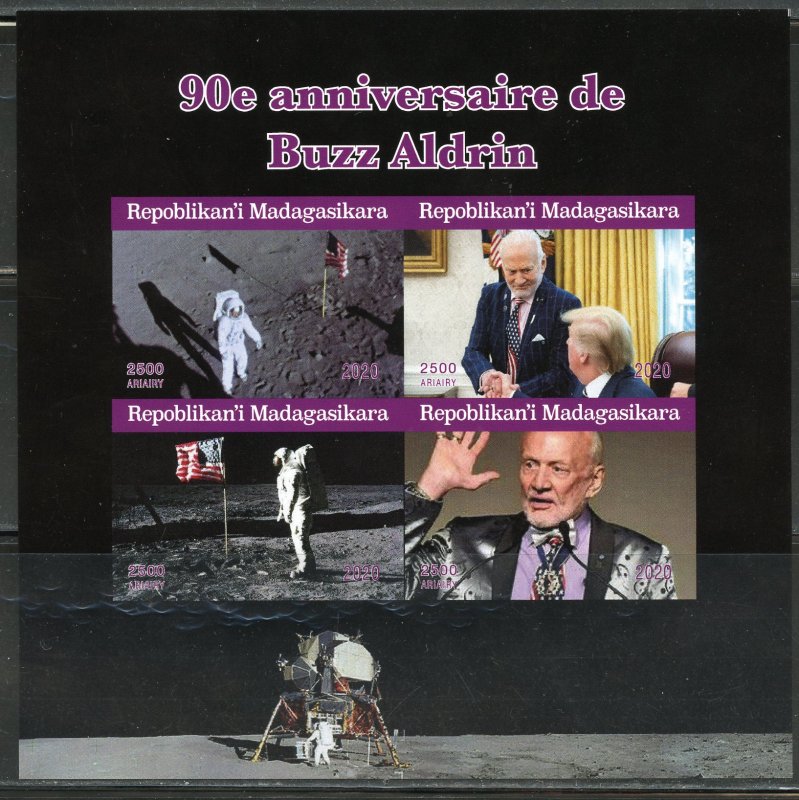 Madagascar 2020  90th Anniversary of Buzz Aldrin imperf sheet(4) mint nh