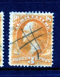 Scott O3 Var  Agriculture Official Used Stamp Short Transfer Upper Left (O3-12)