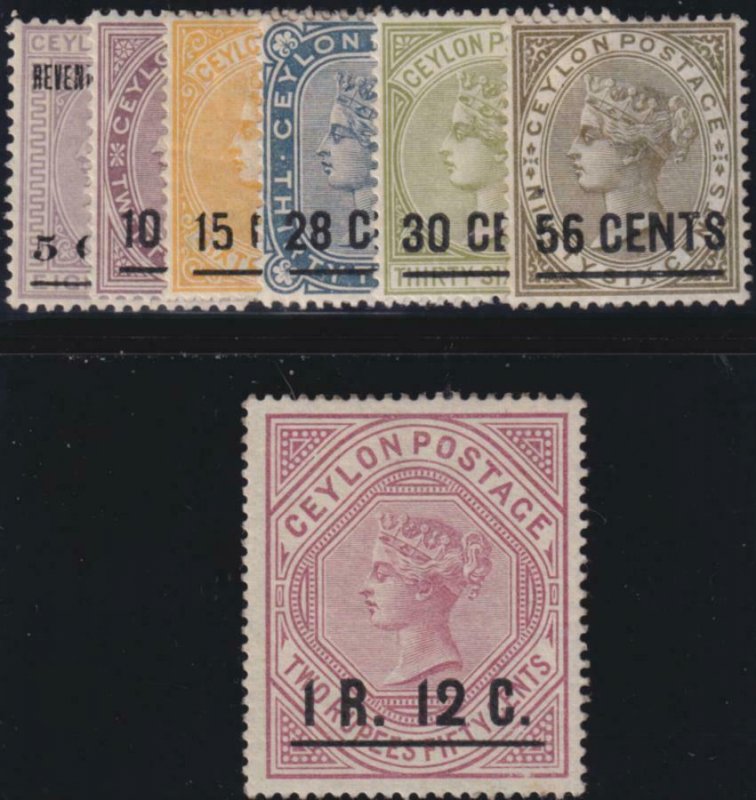 Ceylon 1885-1887 SC 124-130 MLH Set 