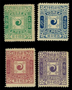 KOREA 1895  YinYang  complete set   Scott # 6 - 9 mint MH