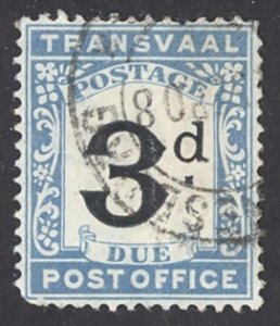 Transvaal Sc# J4 Used 1907 3p Postage Due