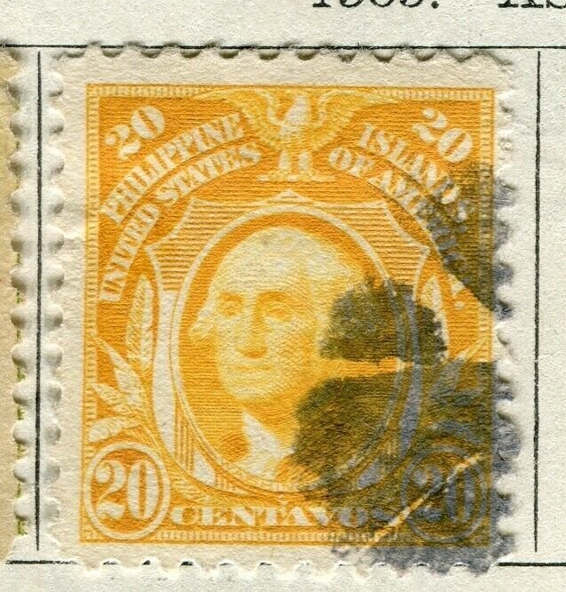 PHILIPPINES; 1909 early Portrait series issue used 20c. value