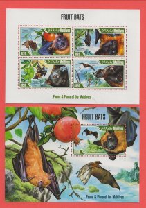 MALDIVE ISL. Sc 3042+3052 NH issue of 2013 MINISHEET+S/S - ANIMALS - BATS