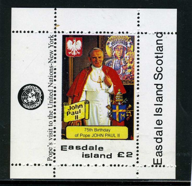 Easdale Island Scotland Pope John Paul II s/s Perforated mnh.vf