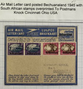 1950 Bechuanaland Air Mail Letter Cover To Cincinnati OH USA Overprints