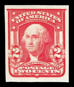 Scott 320 1906 2c Carmine Washington Shield Imperforate Mint VF OG NH Cat $32.50