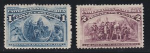 US 230-231 1c & 2c Columbian Exposition Mint F-VF OG H SCV $26.50