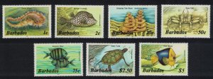 Barbados Fish Turtle Crab Marine Life 7v Imprint '1987' RAR 1985 MNH