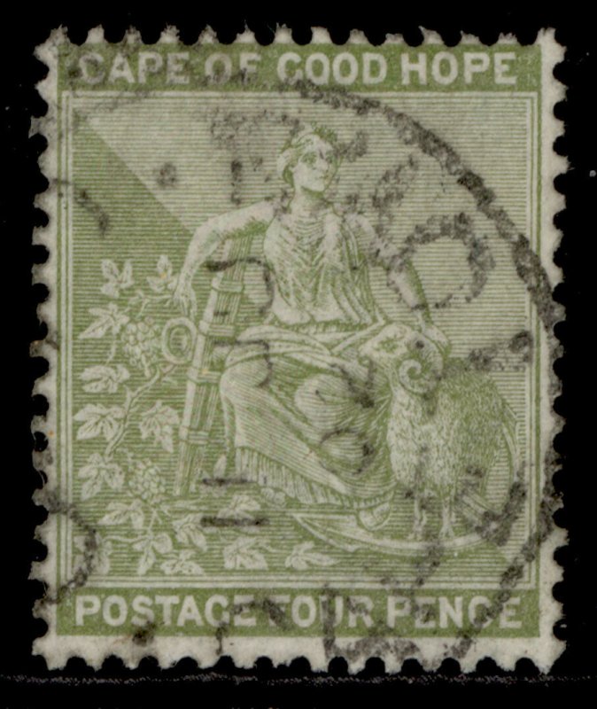 SOUTH AFRICA - Cape of Good Hope QV SG65, 4d sage-green, FINE USED. CDS