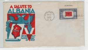 1943 WW2 Patriotic FDC STAEHLE OVERRUN COUNTRIES 918 ALBANIA NAME PLATE SINGLE