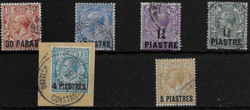 BRITISH LEVANT SG35/40 1913-4 OVERPRINTS ON GB SET USED