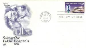 U.S. 1985 Trlbute to PUBLIC HOSPITALS Scott #2210 on an ArtCraft FDC Cachet (...