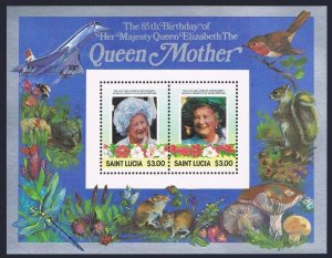 St Lucia 787-788,MNH.Michel 793-796 Bl.41-42. QE Mother jubilee,1985.Wild life.