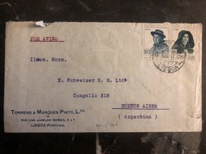 1947 Lisbon Portugal commercial Airmail Cover To Buenos Aires Argentina