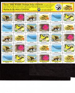 National Wildlife Federation seals, Full Sheet, MNH 1986 Lot 230729 -09