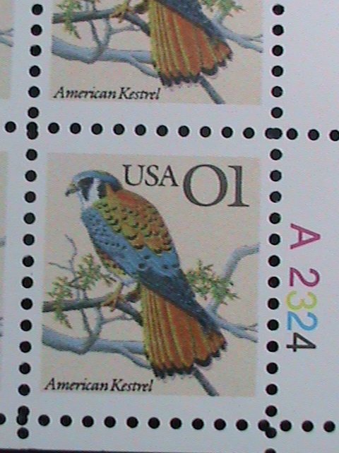 ​UNITED STATES-19905-SC#2476 AMERICAN KESTREL BIRD MNH PLATE BLOCK OF 4 VF