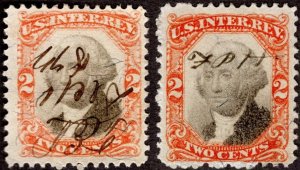 1871, US 2c, Internal Revenue, Used, Orange & Vermilion, Sc R135, R135a