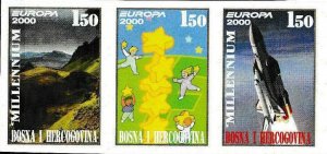 BOSNIA - 2000 - Europa - Imperf 3v Strip - Mint Never Hinged - Private Issue