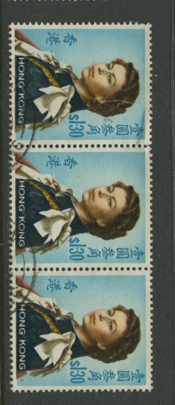 Hong Kong - Scott 213c -QEII Definitive Issue-1966 -Used-  3 X $1.30c Stamp