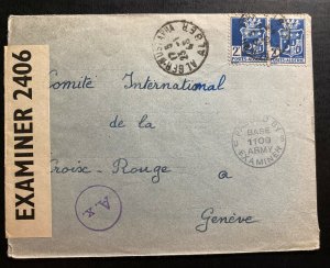 1943 Alger Algeria Censored cover To Red Cross Geneva Switzerland B