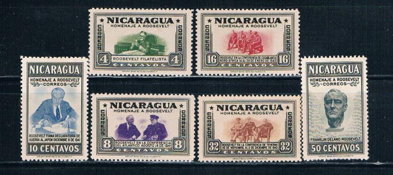 Nicaragua 695-700 MLH set Roosevelt (N0247)