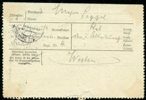 GERMANY WORLD WAR I VINTAGE FELDPOST CARD CANCELLED 11/22/15 7th INF DIVISION 