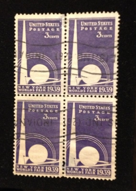 US Sc 853 Used Zip Block Of Four F-VF