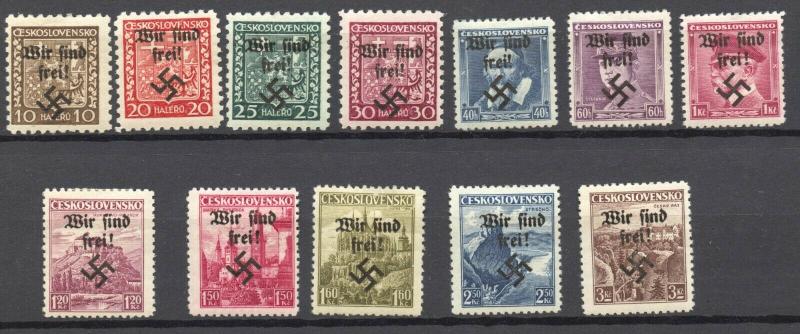 Sudetenland, Rumburg 1938 Lot of 12 different, MLH,  no faults,  