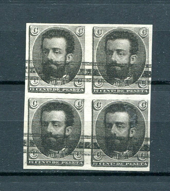 x0530 - SPAIN King Amadeo Unissued Proof Block of 4