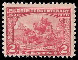 PCBstamps   US # 549 2c Pilgrim Tercentenary, carmine rose, MNH, (4)