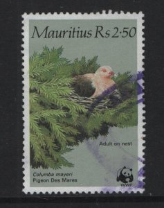 Mauritius  #615  used   1985  birds  2.50r  nesting .   WWF