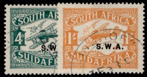 SOUTH WEST AFRICA GV SG70b-71b, 1930-31 later prinings set, VFU. Cat £97.