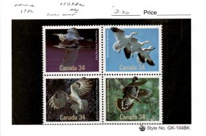 Canada, Postage Stamp, #1098a Block Mint NH, 1986 Birds (AG)