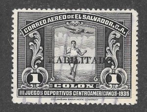 El Salvador Scott C45 UVLH - 1935 1col HABILITADO Overprint - SCV $6.00